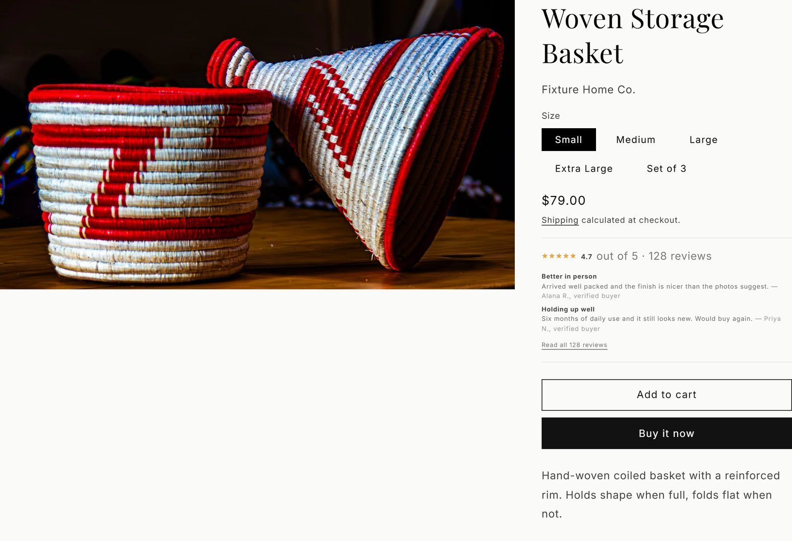 The same product page with visible ratings, recent reviews and AggregateRating markup